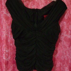 JS Collections BLACK top blouse shirt size 10 sexy fitting Mesh Top built In Bra